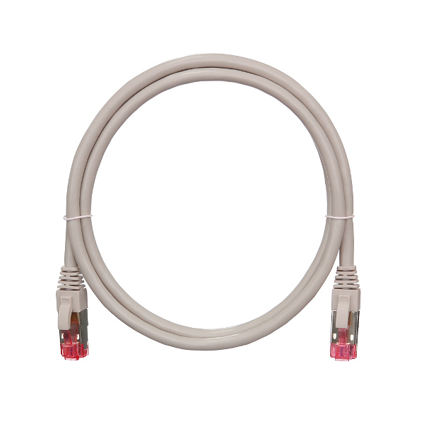 Кабель патч-корд S/FTP 6А кат. 1м NikoMax NMC-PC4SA55B-010-C-GY 2хRJ45/8P8C, T568B, Molded, BC (чистая медь), LSZH нг(А)-HFLTx, серый