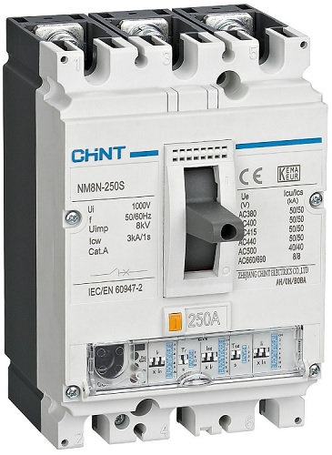 Автоматический выключатель в литом корпусе CHINT 271333 NM8N-250S EN 3P 100А 50кА с электр. расцепителем (R)