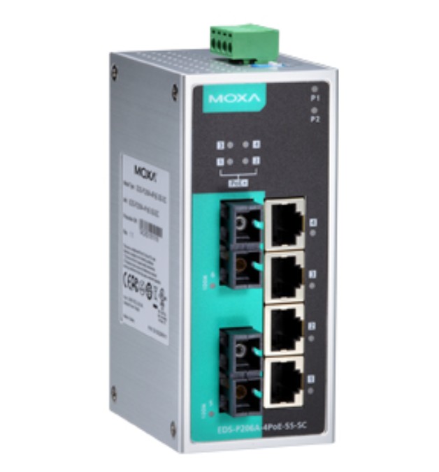 Коммутатор PoE MOXA EDS-P206A-4PoE-SS-SC-T 2x100BaseFx SM ports, 4 x PoE, SC