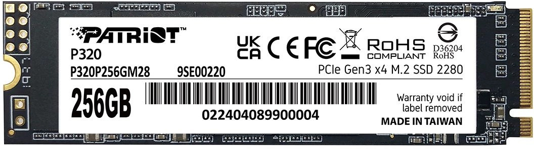Накопитель SSD M.2 2280 Patriot Memory P320 256GB, 2200/1200MB/s, TBW 120