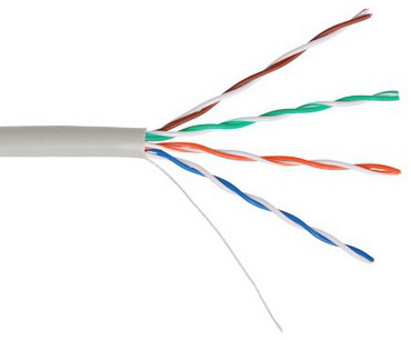 Кабель витая пара U/UTP 5e кат. 4 пары Netlan UEC-UU004-5E-PVC-GY 25AWG(0.45 мм), медь, одножильный (solid), внутренний, PVC, нг(B), серый, уп/305м