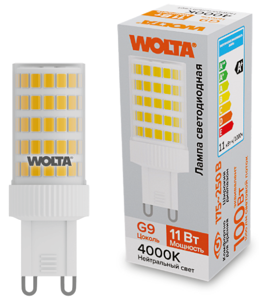 Лампа светодиодная WOLTA WSTD-JCD-11W4KG9-C 11Вт 4000K G9