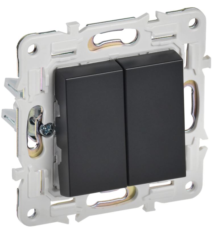 Выключатель двухклавишный IEK SK-V20-0-10-K02 SKANDY 10А SK-V04Bl черный
