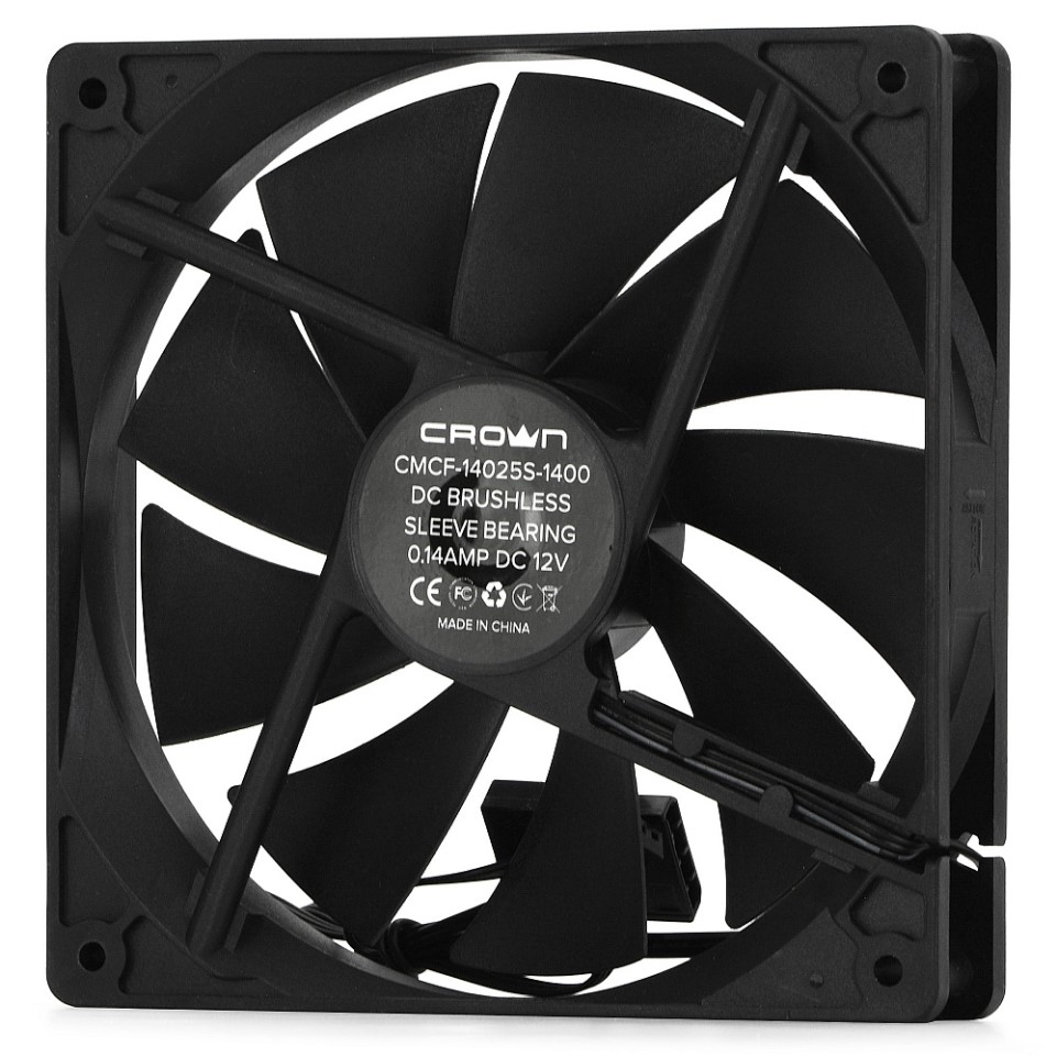 Вентилятор для корпуса Crown CMCF-14025S-1400 CM000003099 140mm fan, 1200 об/мин, 56 CFM, 27 dBA, 3pin+MOLEX