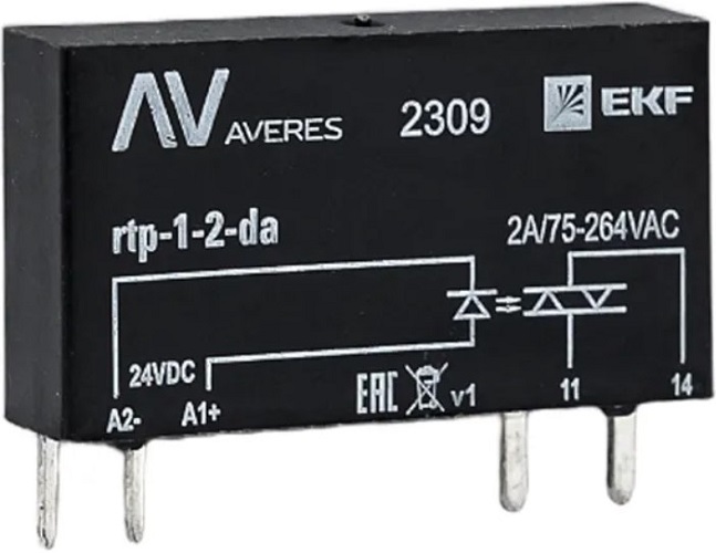 Реле EKF rtp-1-2-da твердотельное однофазное RTP 2 А, для разъема РM slim 23/1