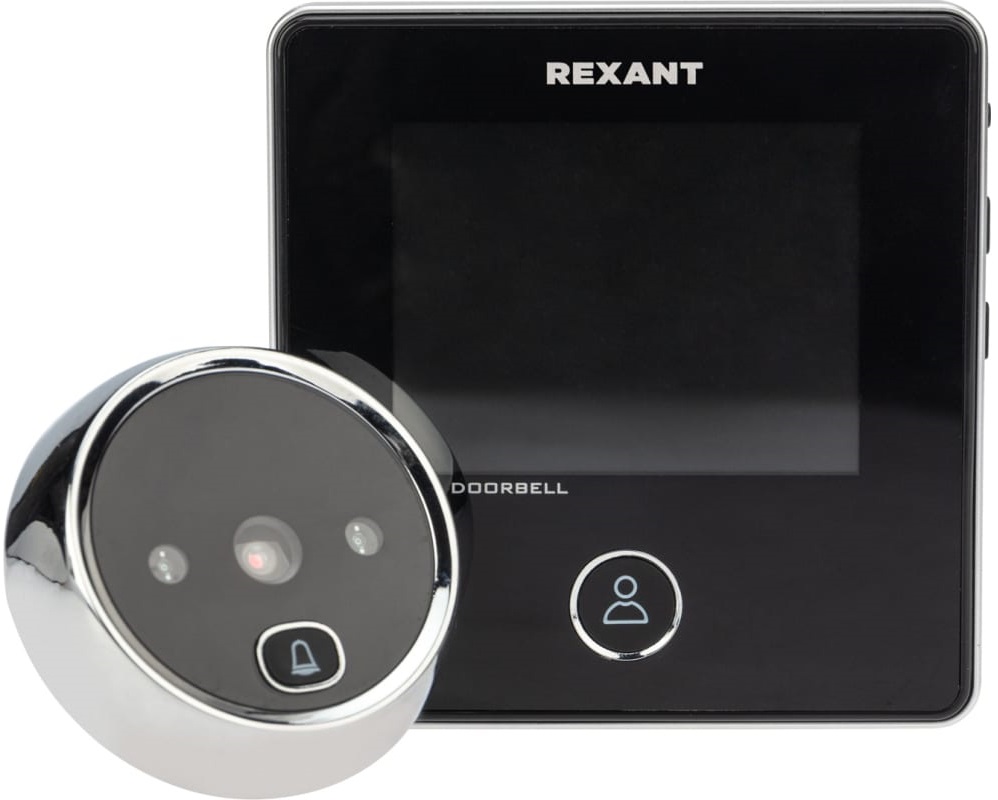 Видеоглазок Rexant 45-1113 дверной (DV-113) с цветным LCD-дисплеем 2.8 с функцией звонка и записи фото, встроенный аккумулятор