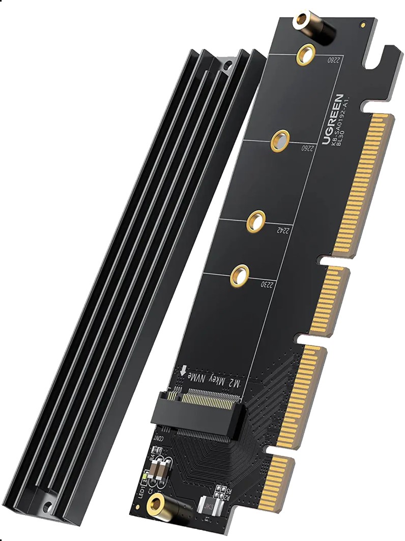 Плата расширения UGREEN CM465 30715_ PCIe 4.0(16×) to M.2 NVMe, черный