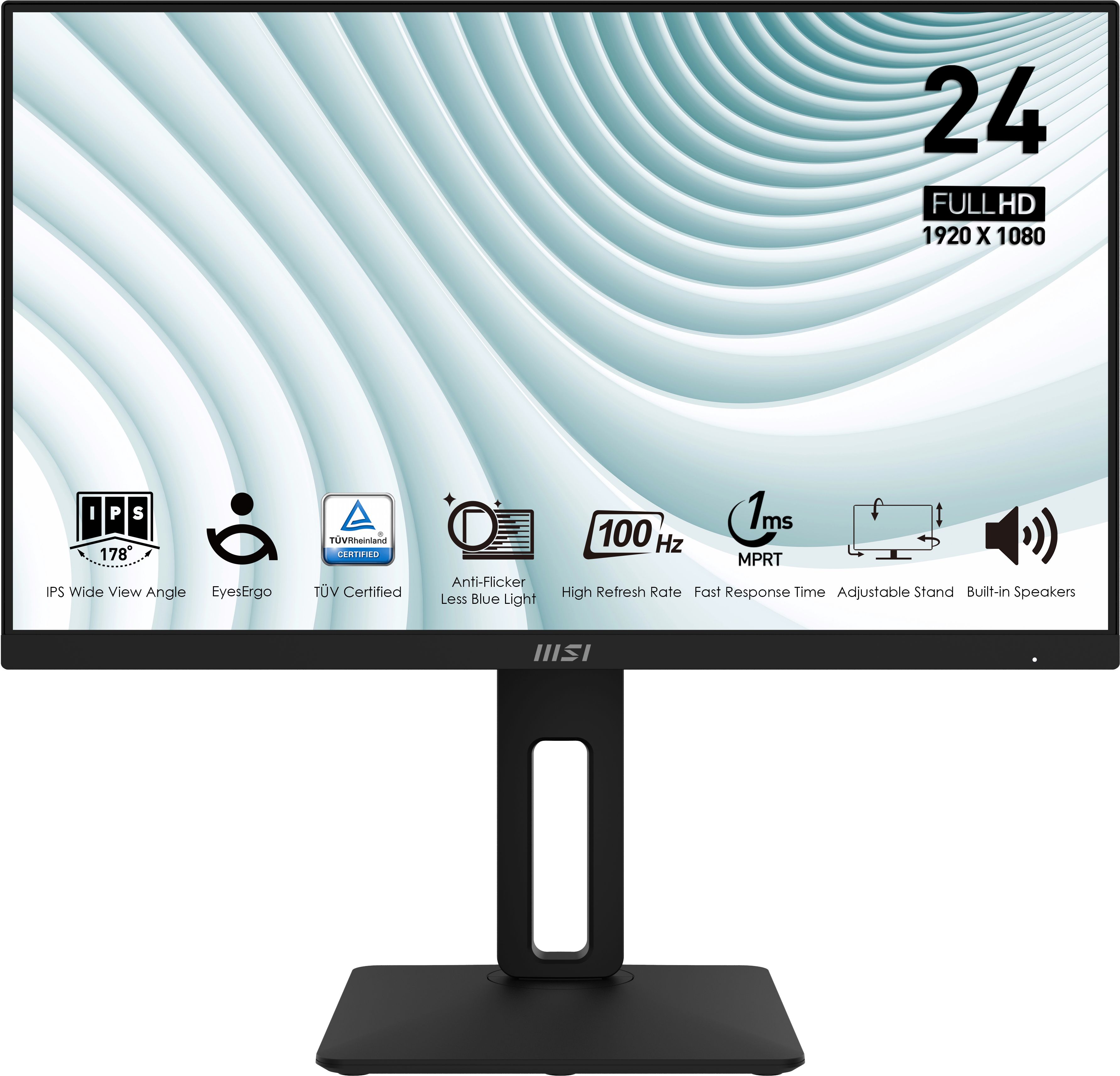 Монитор 23,8 MSI Pro MP242AP 9S6-3PA19T-204 черный, IPS LED FHD, 1ms 16:9 , 300cd, 100Hz 178гр/178гр, HDM, VGA, DP