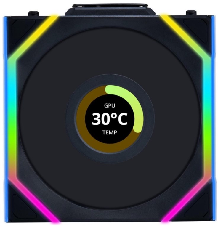 Вентилятор для корпуса Lian Li UNI FAN SL WIRELESS LCD 120 Reverse Blade G99.12RSLLCD1W1B.R0 120mm, 1900rpm, 51.45CFM, 31dBa, 4-pin PWM, 1.6” LCD дисп