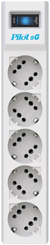 Источник бесперебойного питания ZIS 7M Surge protector Pilot SG5 5 outlets (GP), 10A / 2.2kVt, automatic circuit-breaker, 7 m