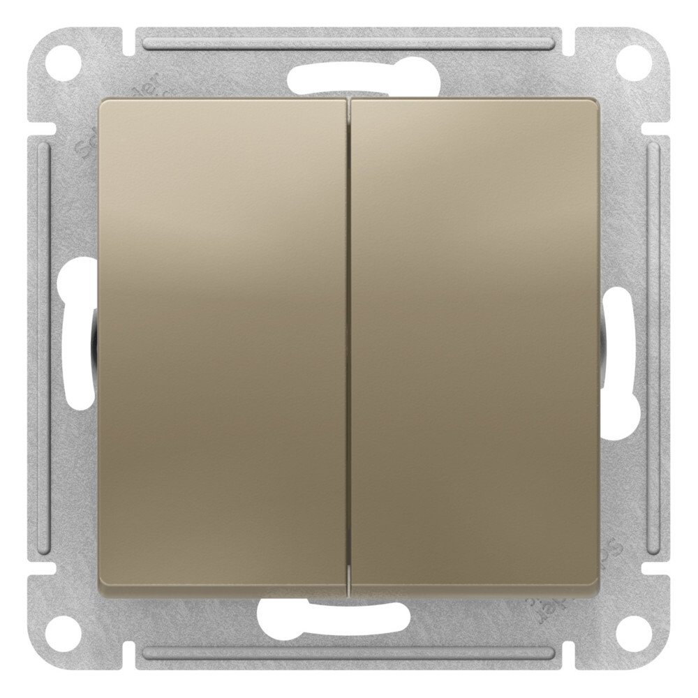 Переключатель двухклавишный Systeme Electric ATN000573 AtlasDesign перекрестный, 2 x сх. 7, 10АХ, механизм, Шампань
