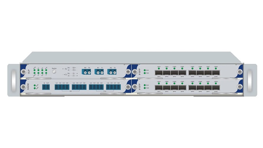 Шасси QTECH QWM-8000-1.25U/5-2DC 1.25U, 4 слота+1 для управления, БП 2*48V DC