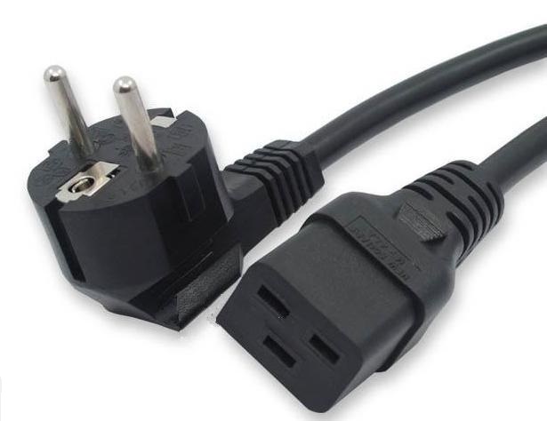 Кабель питания Hyperline PWC-IEC19-SHM-3.0-BK (Shucko+C19) (3x1.5), 16A, 3 м