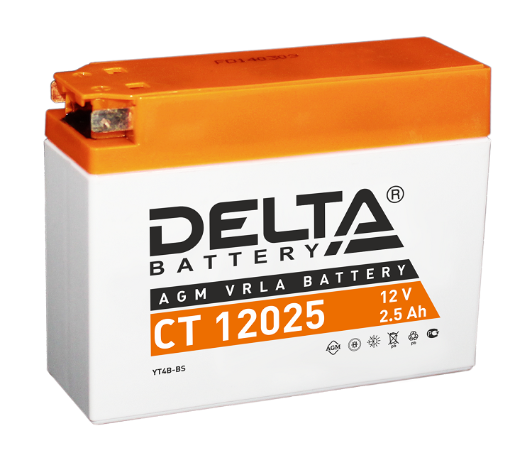 CT (MOTO)  Xcom-Shop Аккумулятор Delta CT 12025 12В, 2.5Ач, battery replacement YTX4B-BS