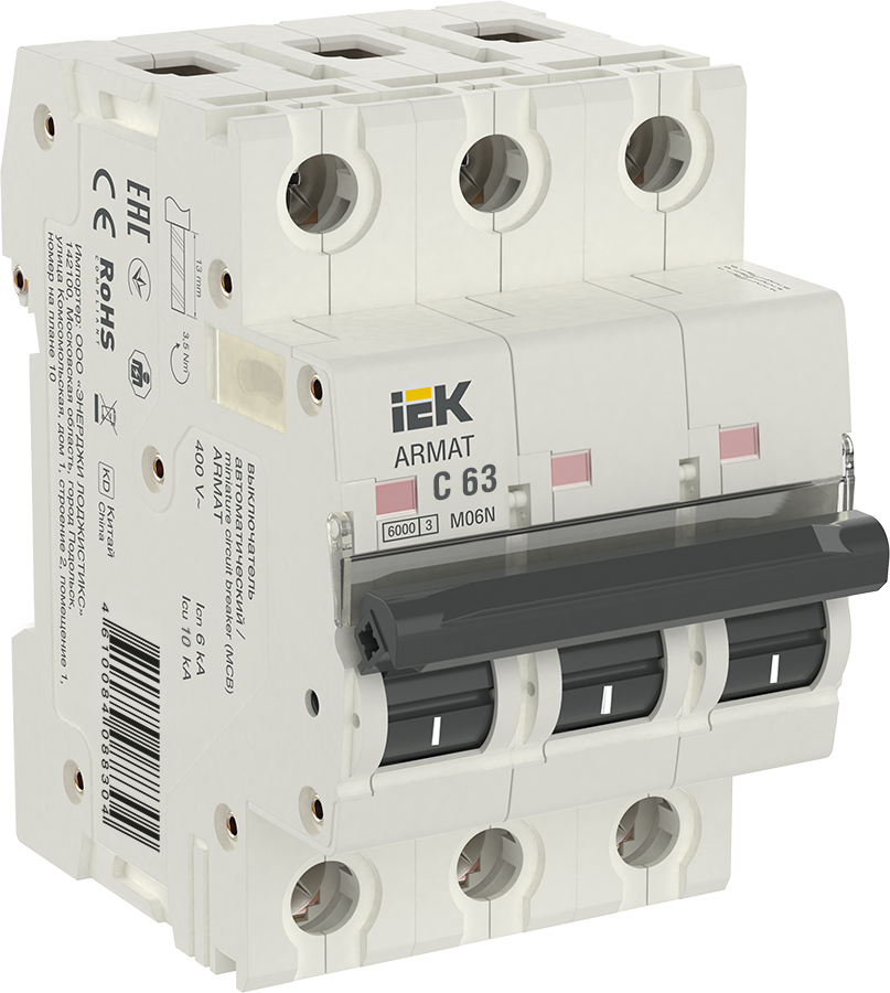 Автоматический выключатель IEK AR-M06N-3-C063 ARMAT M06N 3P C 63А
