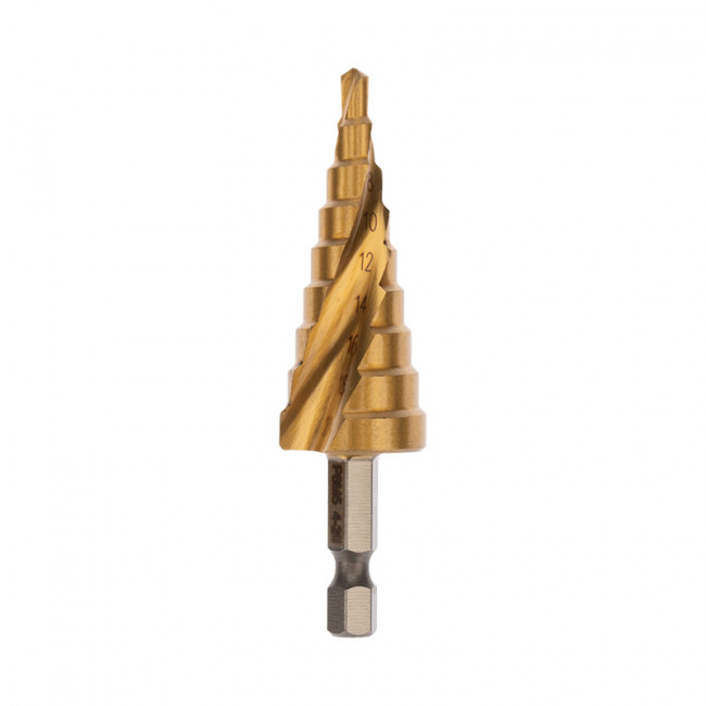 Сверло KRANZ KR-12-6611 по металлу ступенчатое ТИТАН 4,0-20,0 мм 76 mm 65 HRC Р6М5 TiN