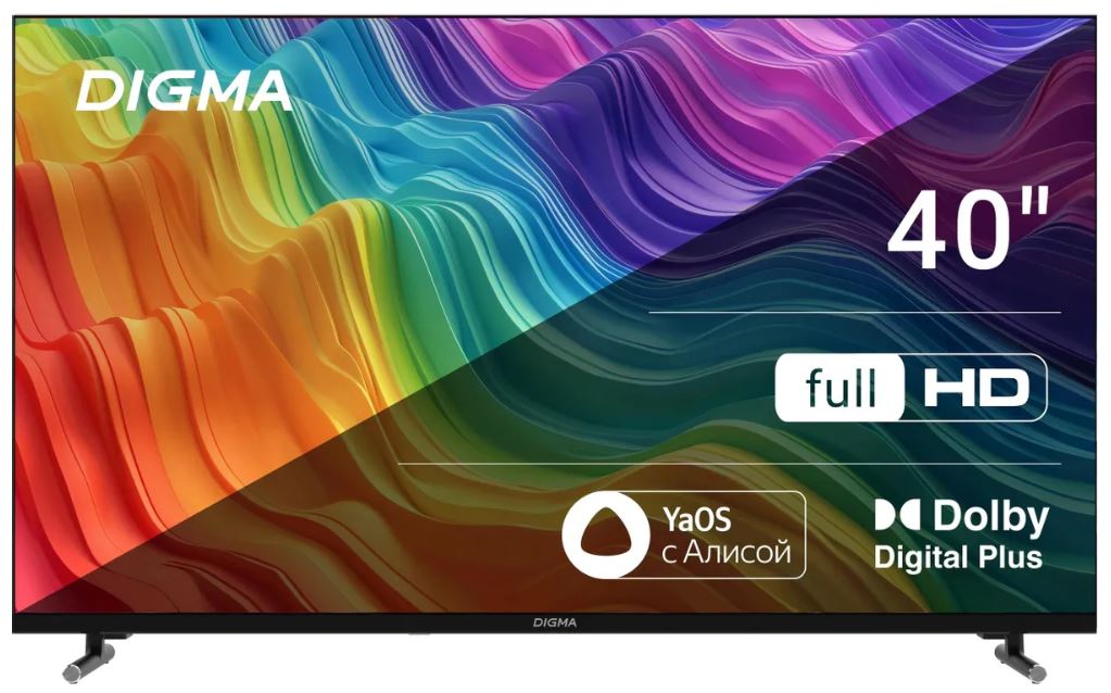 Телевизор LED Digma DM-LED40SBB33 40 Яндекс.ТВ Frameless Metal черный FULL HD 60Hz DVB-T DVB-T2 DVB-C DVB-S DVB-S2 USB WiFi Smart TV
