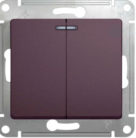 Выключатель Schneider Electric GSL001453 Glossa 2-клавишный с подсветкой сх.5а (сиреневый туман)