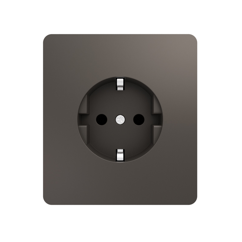 Розетка с заземлением KRANZ KR-78-0701-2 MIELE ROUND с/у, со шторками 16А титан