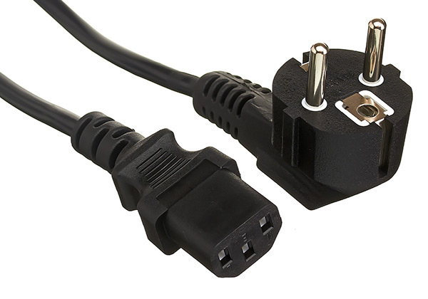 Кабель питания Exegate PC-10P (Евровилка угловая Schuko->С13) VDE-250V-3*0.75mm2, медь, черный, 10м.