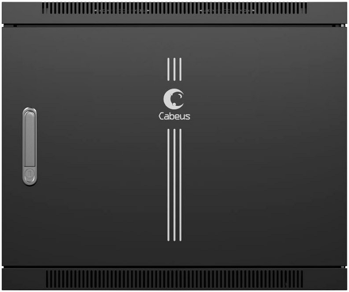 Шкаф настенный 19, 15U Cabeus SH-05F-15U60/45m-R-BK 600x450x769mm (ШхГхВ) дверь металл, цвет черный (RAL 9004)