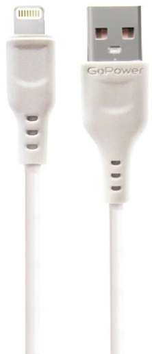 Кабель интерфейсный GoPower 00-00018567 GP01L USB (m)-Lightning (m) 1.0м 2.4A ПВХ белый