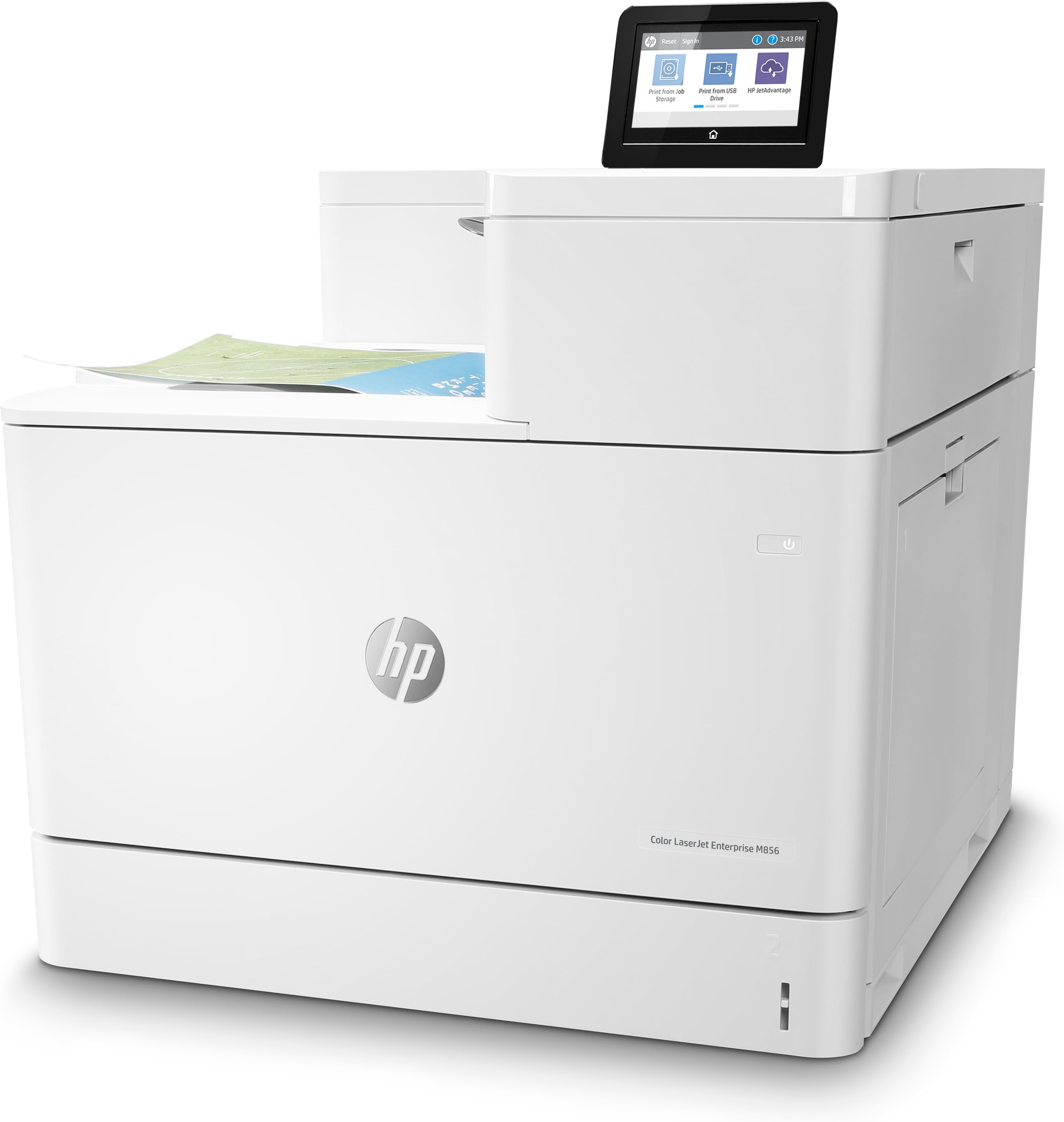 Лазерные цветные  Xcom-Shop Принтер HP Color LaserJet Enterprise M856dn T3U51A A3, 56/56 стр/мин, выход 1 стр от 5,9/6,3сек (чб/цв), 1200dpi, 1.5GB, 16GB EMMC, Duplex, 2 лотка 55