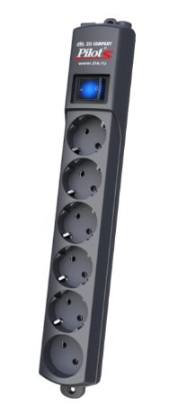 Источник бесперебойного питания ZIS S10M Pilot S surge protector 6 outlets (EUR 5 + 1 without grounding) 10 m, graphite