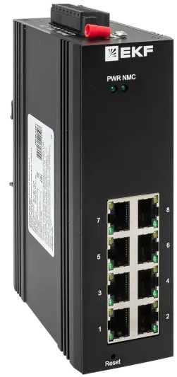 Коммутатор промышленный управляемый EKF TSX-ML2-8GTP уровня L2 ML2-8GTP 8 портов 10/100/1000Base-T(X) RJ45 c PoE монтаж на DIN-рейку TSX