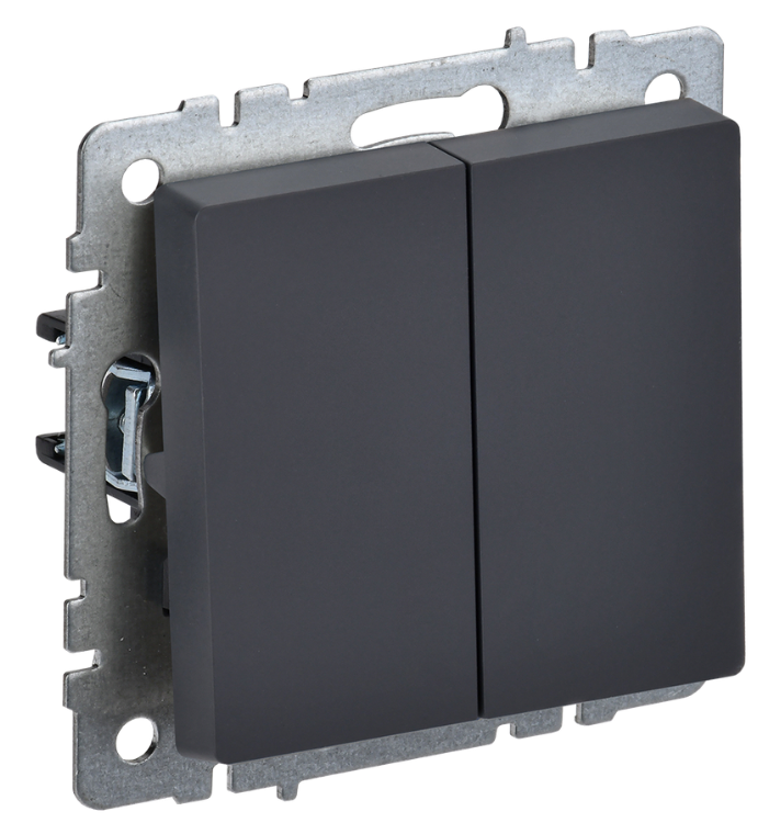 Выключатель двухклавишный IEK BR-V20-0-10-K53 BRITE 10А ВС10-2-0-БрГ Графит