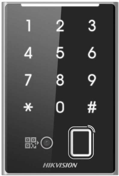 Считыватель HIKVISION DS-K1109EKFB-QR EM карт с поддержкой BT, отпечатков пальца, ПИН-код, QR-код