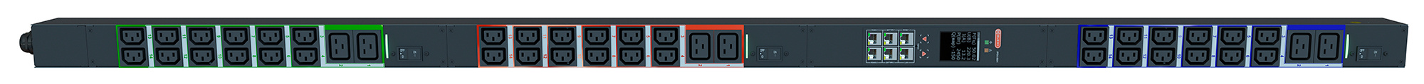 Блок распределения питания ELEMY iPDU-5931 Ethernet, 0U, 400V, (3) 16A, in: IEC309, out: (6) C19; (36) C13