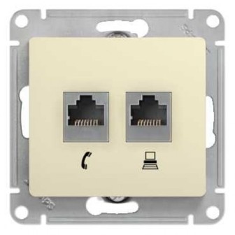 Розетка Schneider Electric GSL000285 2-я RJ11+RJ45, кат.5E