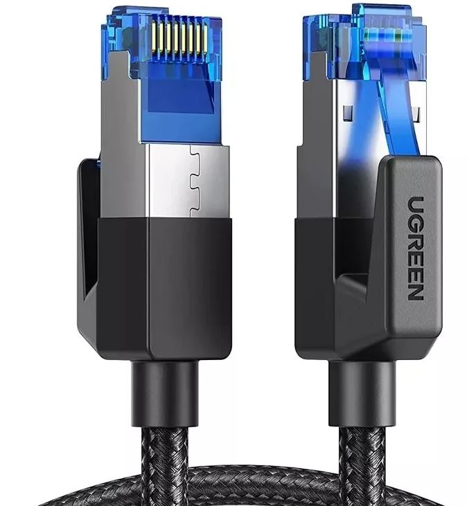 Кабель UGREEN NW153 30795_ Cat8 CLASSⅠF/FTP Round Ethernet Cable With Braid. длина: 10м. цвет: черный