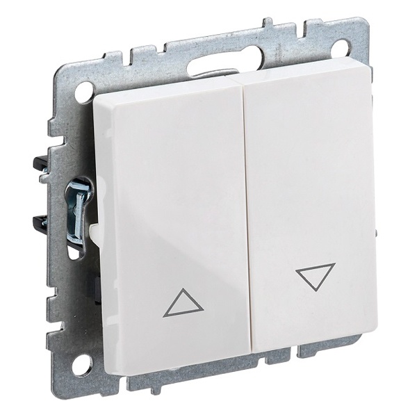 Выключатель двухклавишный для жалюзи IEK BR-V15-0-10-K01 BRITE 10А ВС10-1-5-БрБ Белый