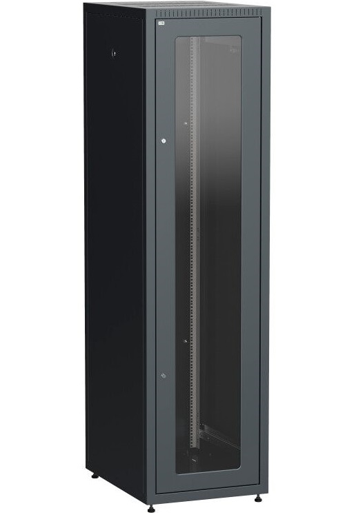 Шкаф напольный 19, 42U ITK LE05-42U68-GM LINEA E 42U 600х800мм стеклянная передняя дверь, задняя металлическая, черный