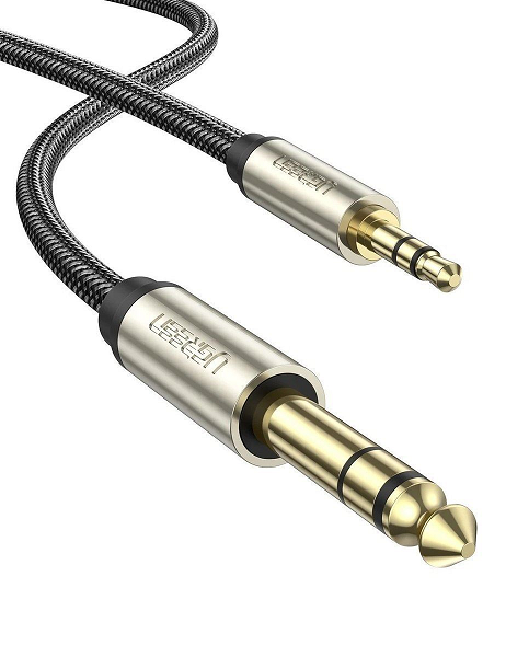 Кабель UGREEN AV127 UG10628_ 3.5mm to 6.35mm TRS Stereo Audio Cable. Длина: 2м. Цвет: серый
