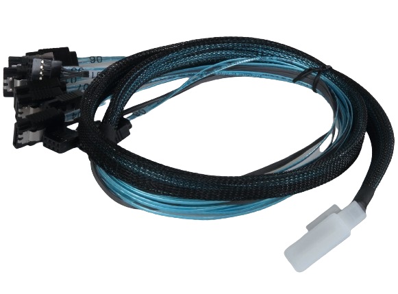 Кабель Procase CBL-SLSAS8-8SATA-10 для подключения корзин, SFF-8654 (Slimline SAS x8) к 8* SATA , 100 cm