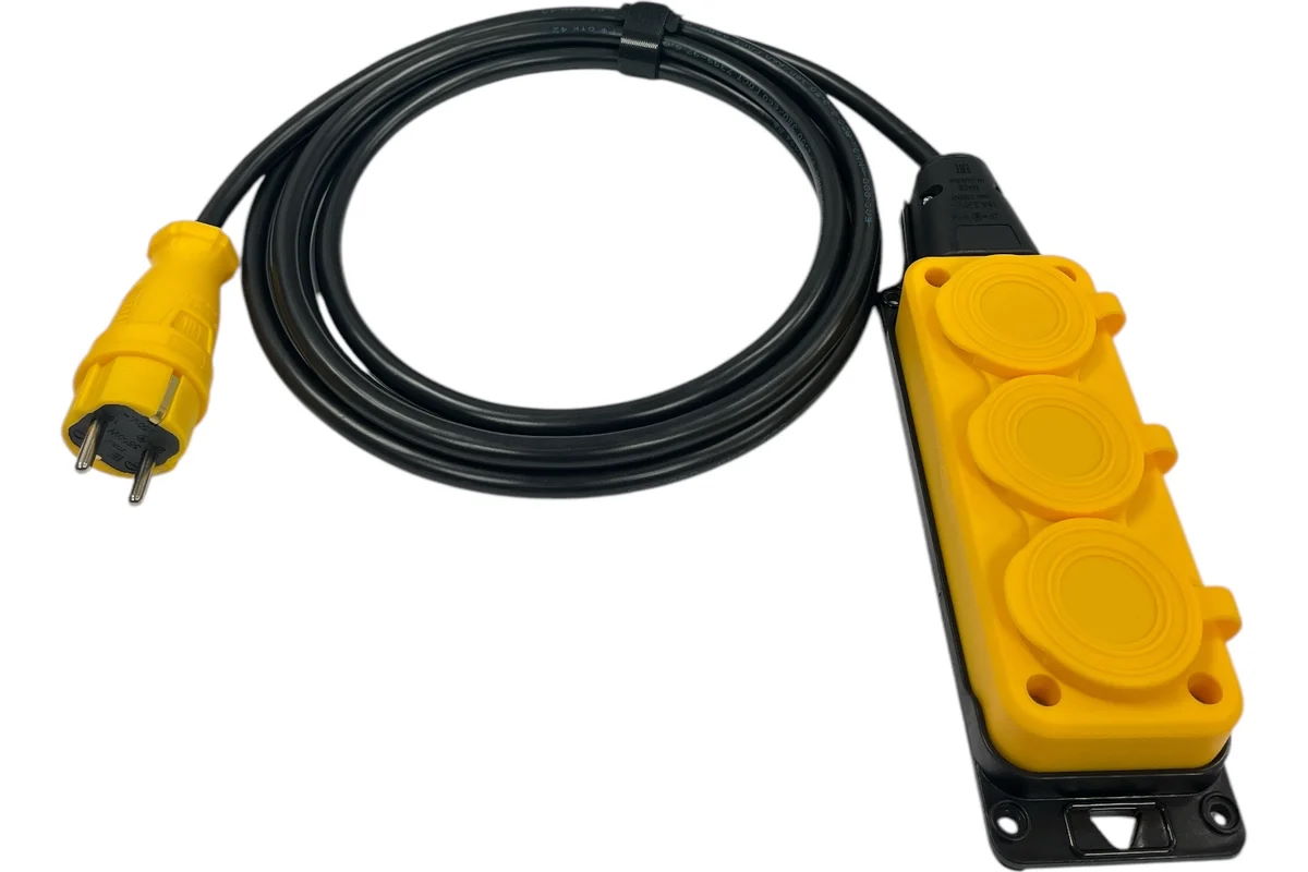 Удлинитель силовой iTOK i-CONNECT-COLOR-SU-PVS-215-3-54-50-YELLOW тип SU серии iCONNECT COLOR без земли ПВС 2х1,5 мм 3 гнезда IP54 ГОСТ цвет желтый 50