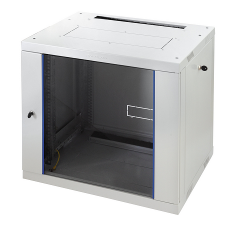 Шкаф настенный 19, 9U Eurolan 60W-09-66-31GY Racknet 600х600, дверь стекло