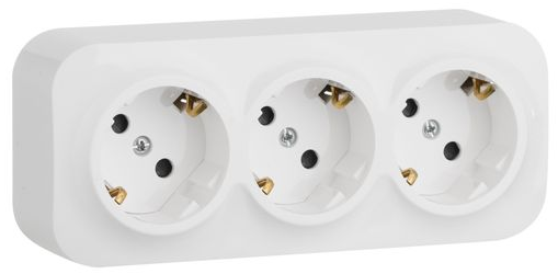 Блок розеток Legrand 782238 Quteo IP 20 Белый  с предварительным подключением 3 x 2К+З с защитными шторками - 16 A - 250 В~