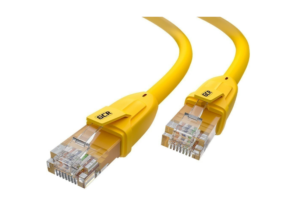 Кабель патч-корд U/UTP 6 кат. 15м GCR GCR-52378 прямой, 24 AWG, литой, ethernet high speed, RJ45, T568B, желтый