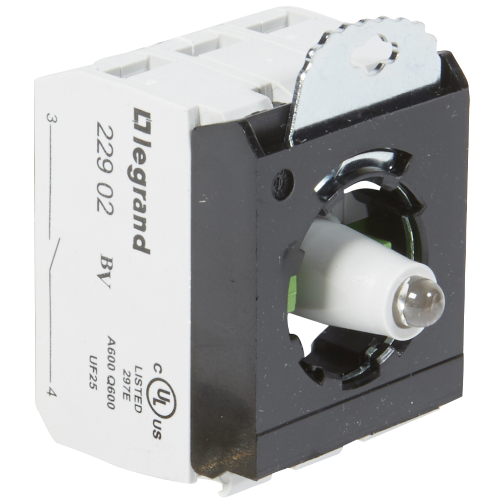 Комплектующий блок Legrand 023017 Osmoz - для кнопок, для комплектации, с подсветкой, под винт, 230 В~, 2Н.О., красный, 3 поста