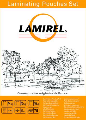  Пленка Fellowes LA-78787 для ламинирования Lamirel, набор А4, A5, A6 по 25шт., 75 мкм, 75шт. в упаковке