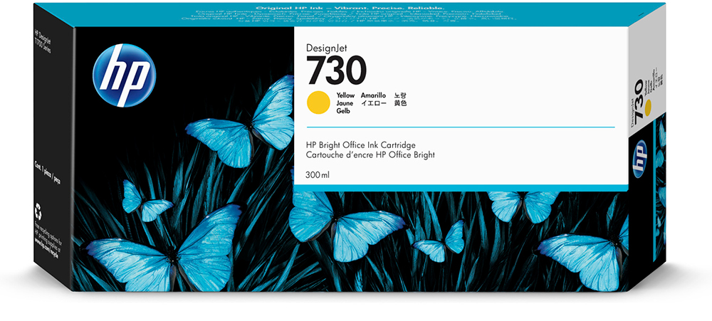 Картридж HP 730 P2V70A для DesignJet T1700, 300 мл, желтый