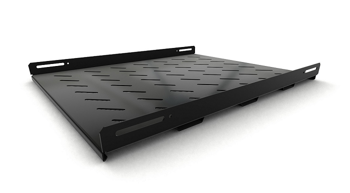 Полка Hyperline TSH3M-650-RAL9004 стационарная усиленная, глубина 650 мм, с боковым креплением, нагрузка до 50 кг, для шкафов серии TTB, TTR, 485х650м