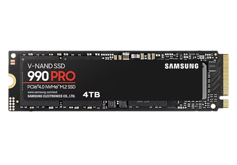 Накопитель SSD M.2 2280 Samsung MZ-V9P4T0BW 990 PRO 4TB PCIe Gen 4.0 x4 NVMe 2.0 V-NAND TLC 7450/6900MB/s IOPS 1600K/1550K MTBF 1.5M
