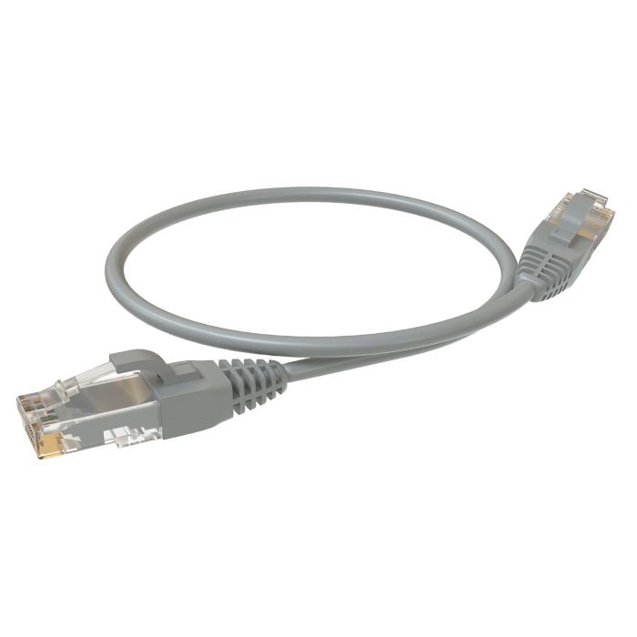 Кабель патч-корд U/UTP 5e кат. 0.3м SYSMATRIX PC 4545.5EU26.03LSZHGY 2xRJ45, неэкранированный, серый, LSZH, 0.3м