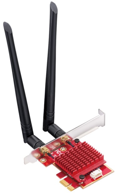 Адаптер Cudy WE3000S 5400Mbps Wi-Fi 6E / Bluetooth 5.2 PCI Express with Heatsink, Intel AX210 module,2T2R, 2402Mbps at 5GHz/6Ghz + 574Mbps at 2.4GHz,