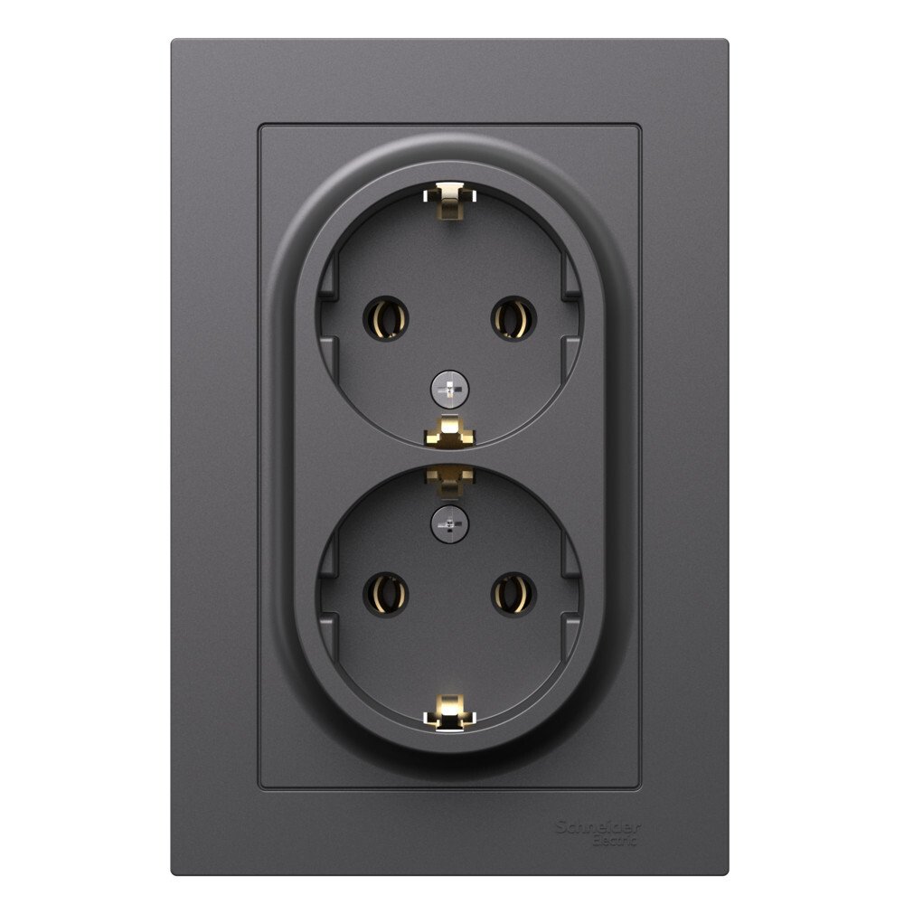 Розетка двухместная с заземлением Systeme Electric ATN001424 AtlasDesign 16А в сборе базальт